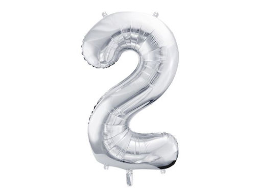 Picture of FOIL BALLOON NUMBER 2 SILVER 34 INCH